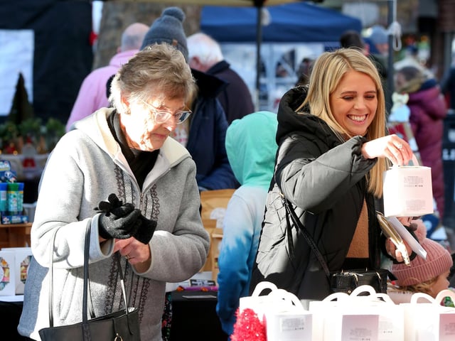Gloria Quantick and her graddaughter, Beth Davis. Portchester Christmas Market in Portchester PrecinctPicture: Chris Moorhouse (jpns 251123-31)