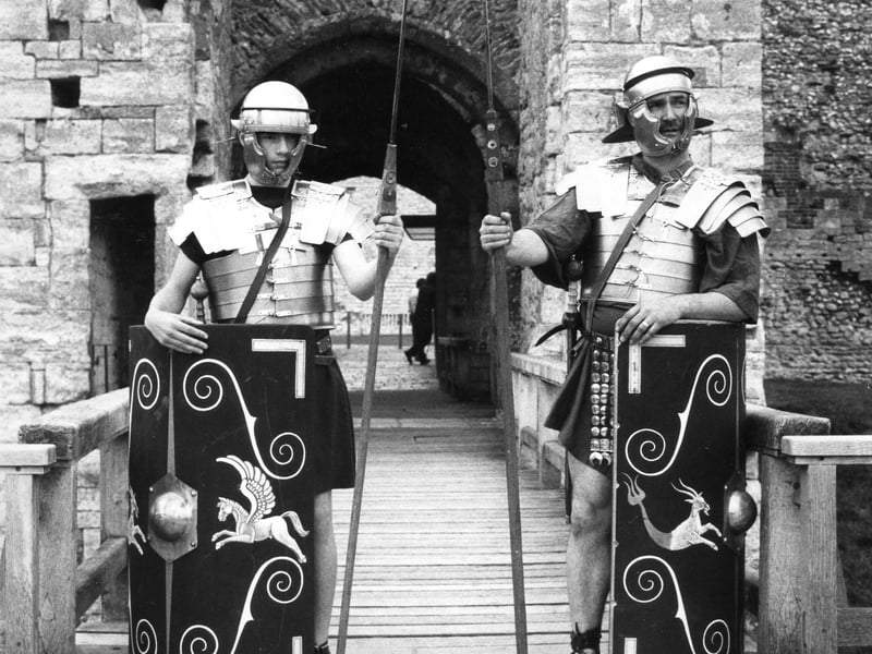 Portchester Castle historical re-enactment with Dave and Richard Hacket in 1992. The News PP5113