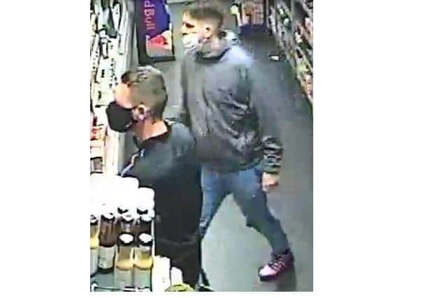 The suspects pictured on CCTV during the attack on Portchester's BP garage. Photo: Hampshire police