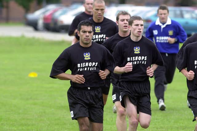 Jason Crowe on the first day of Pompey pre-season training at HMS Collingwood
