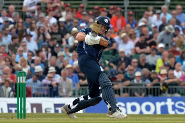George Munsey pictured batting for Scotland. Photo by Mark Runnacles/Getty Images.