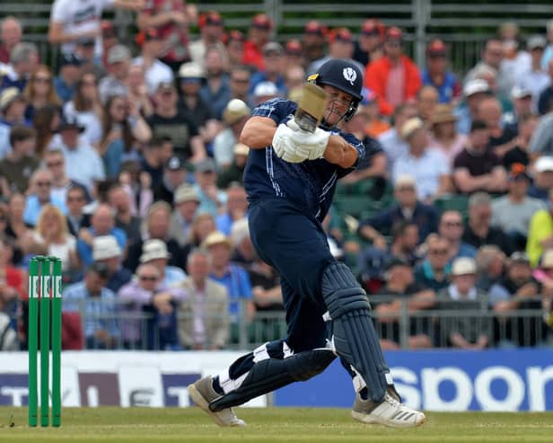 George Munsey pictured batting for Scotland. Photo by Mark Runnacles/Getty Images.