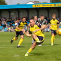 Theo Widdrington converts a penalty during his loan spell at Gosport Borough last season. Picture: Mike Cooter