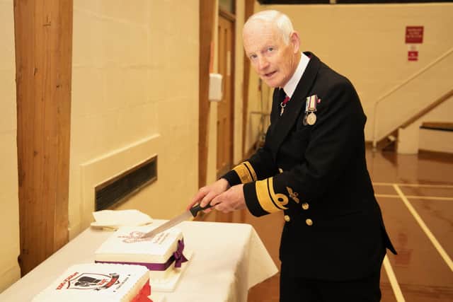 Rear Admiral Iain Henderson at the Queen's Award ceremony at the Hayling Community Centre on Friday, February 3.