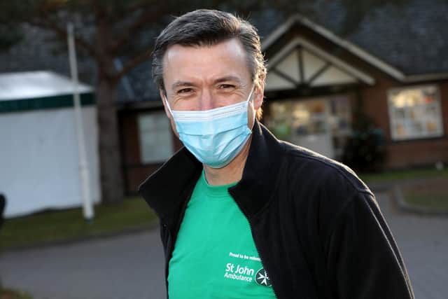 Volunteer vaccinator Jonathan Phillips at the St James's Hospital vaccine hub. Picture: Sam Stephenson