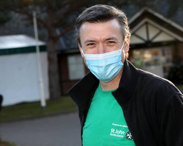 Volunteer vaccinator Jonathan Phillips at the St James's Hospital vaccine hub. Picture: Sam Stephenson