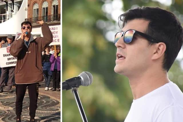 Joe Ward, a musician from Fareham who holds a strong anti-vaccination stance, was cleared of breaching Covid-19 regulations after being arrested at a protest in 2020. Picture: Joe Ward.