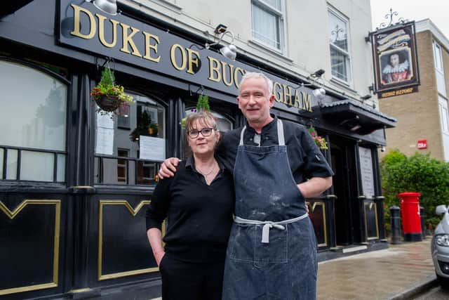 Owner Andrew Harvey and manager, Fiona Russell at Duke of Buckingham, Old Portsmouth, who say they felt stitched up by the council's behaviour over the meals on wheels contract
Picture: Habibur Rahman