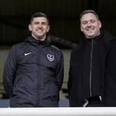Pompey boss John Mousinho and sporting director Rich Hughes.