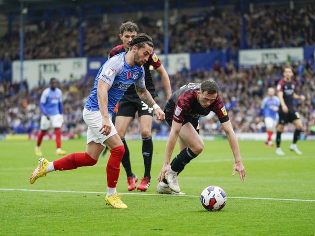Owen Dale causes problems for Shrewsbury in this afternoon's Fratton Park clash. Picture: Jason Brown/ProSportsImages