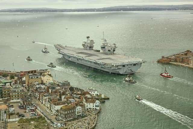 HMS Queen Elizabeth leaving Portsmouth on Monday, September 2, 2024  Picture: Habibur Rahman
