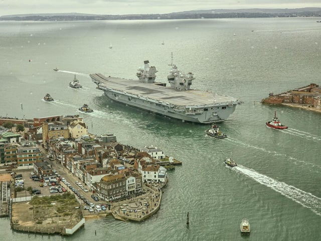 HMS Queen Elizabeth leaving Portsmouth on Monday, September 2, 2024  Picture: Habibur Rahman