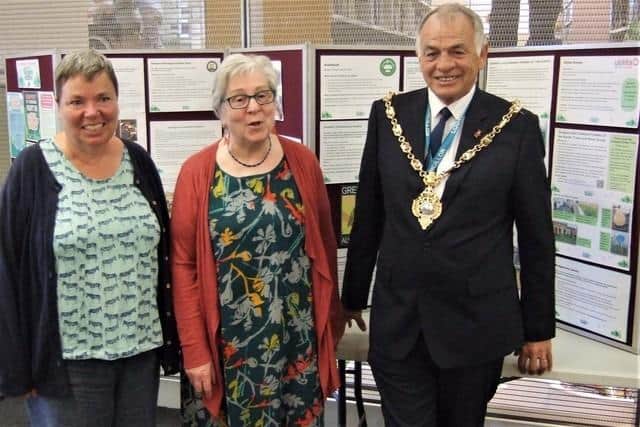 From left to right, Lesley Goddard and Sarah Hirom from Gosport and Fareham Friends of the Earth, the joint co-ordinators of Gosport’s Green Week, and Mayor of Gosport Jamie Hutchison