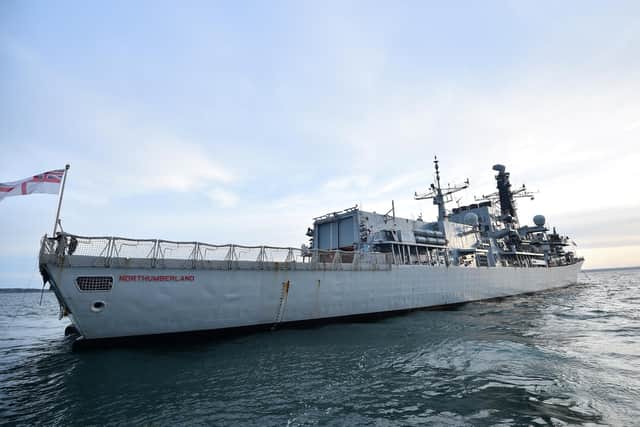 HMS Northumberland was searching for the Russian submarine in the Arctic Circle before the collision took place. Picture: GLYN KIRK/AFP via Getty Images.