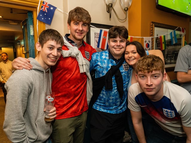 England fans during the first half of England vs France at the Leopold Tavern in Southsea. Picture: Matthew Clark