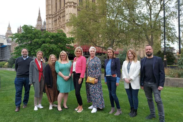 Left to right: Nick Wakeling, Caroline Ronsseray, Kirsty Lomas, Charlotte Fairall, Caroline Dinenage, Sally Randall, Sara Wakeling, Jo Rutt and Christian Parrino