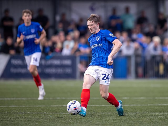 Terr Devlin in action for Pompey against the Hawks. Picture: Alex Shute