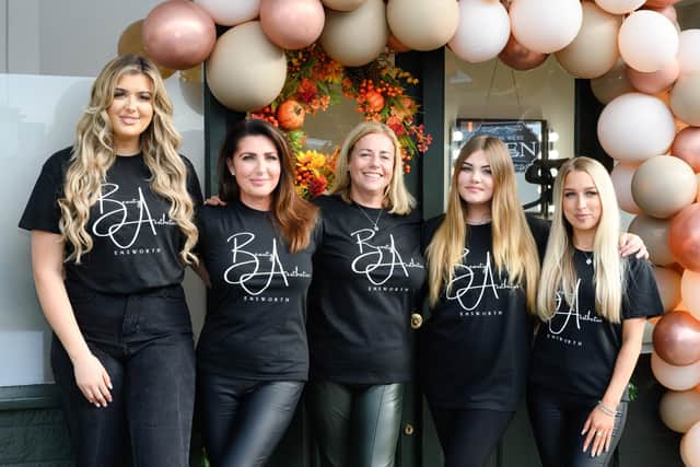 Pictured is: Phoebe, Joanna, Jane, Scarlett and Sophie outside Beauty Aesthetics.
Picture: Keith Woodland (291021-17)