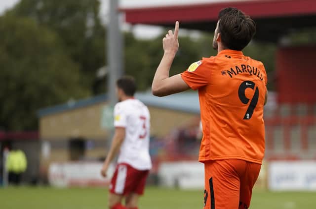 John Marquis celebrates his equaliser Picture: Jason Brown