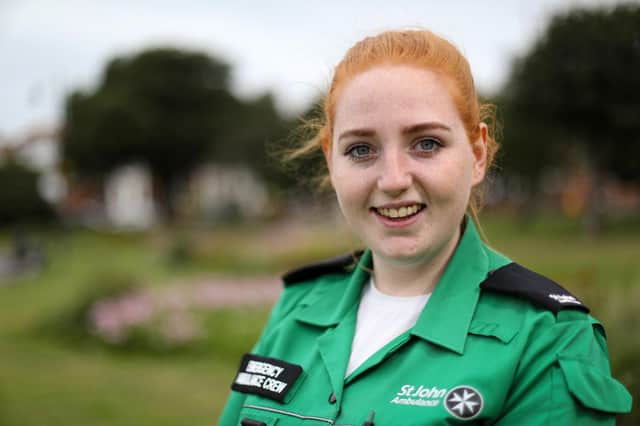 Amy Hughes, a student at the University of Portsmouth and St John Ambulance volunteer, has been awarded the Vice-Chancellor's Award For Excellence for her voluntary work on the frontline during the Covid-19 crisis. Ms Hughes is pictured in Southsea.
Picture: Chris Moorhouse (jpns 190821-10)