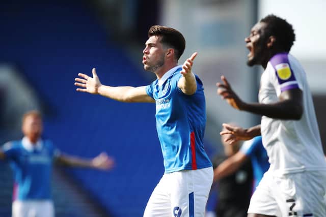 Pompey striker John Marquis during Saturday's draw with Shrewsbury. Picture: Joe Pepler