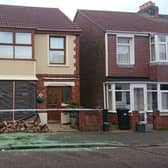 The condition of the house in Kensington Road, Copnor, after a crash on January 30. A silver Audi hit a parked blue Vauxhall, which then collided into the wall.