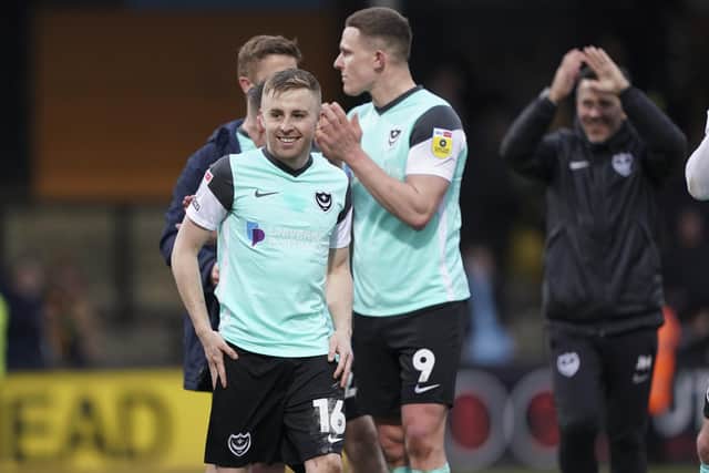 Joe Morrell and Colby Bishop all smiles at the final whistle