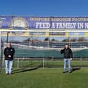 From left: Gosport Borough FC clubhouse manager Keith Slater, Adam Bland, and Borough assistant manager Scott Green