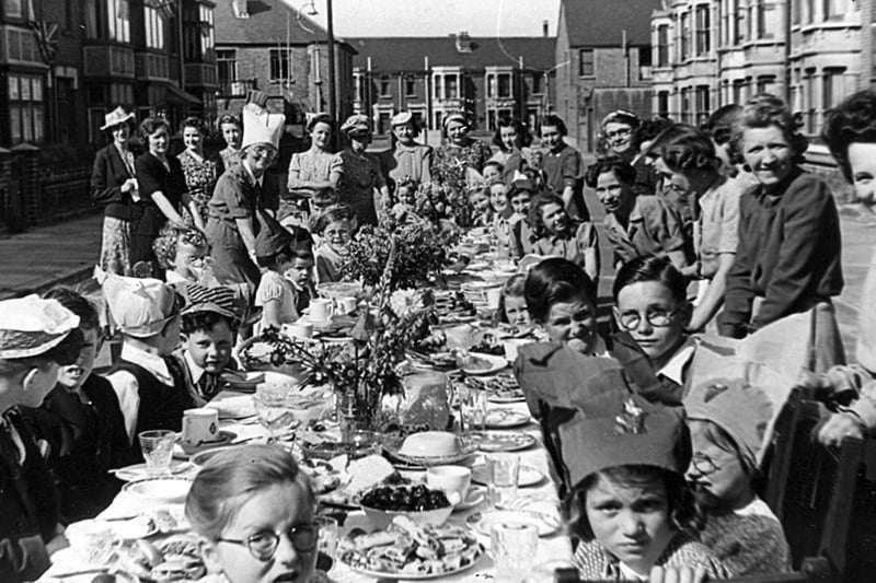 The VJ Day street party in Romsey Avenue, Copnor, Portsmouth, in August 1945.