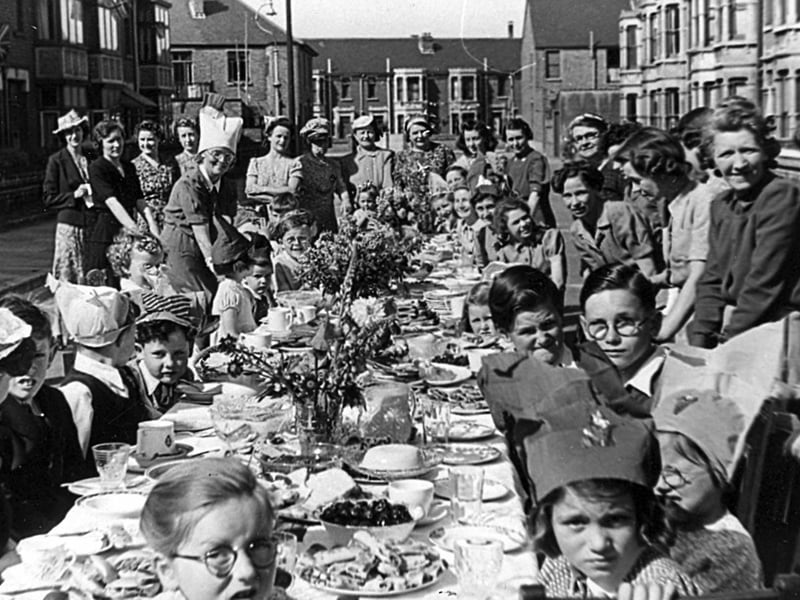The VJ Day street party in Romsey Avenue, Copnor, Portsmouth, in August 1945.