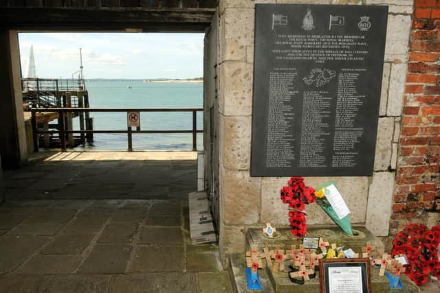 The Falklands memorial next to the Square Tower, Old Portsmouth to remember the men who died on HMS Sheffield during the Falklands War.
Picture: Paul Jacobs 091603-7