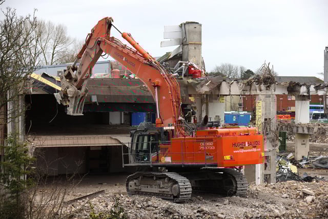 Demolition work ongoing at the News Centre, London Road Hilsea, Hampshire. Progress pictures of the of the demolition.
Tuesday 13th February 2024.
Picture: Sam Stephenson.
