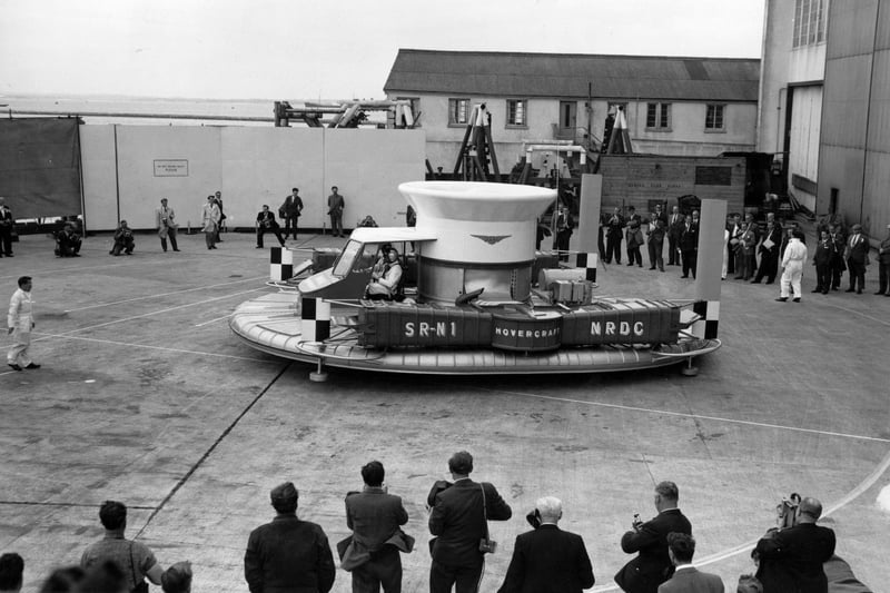 The Saunders Roe SRN-1 hovercraft on display at Cowes, Isle of Wight.    (Photo by George Hales/Getty Images)