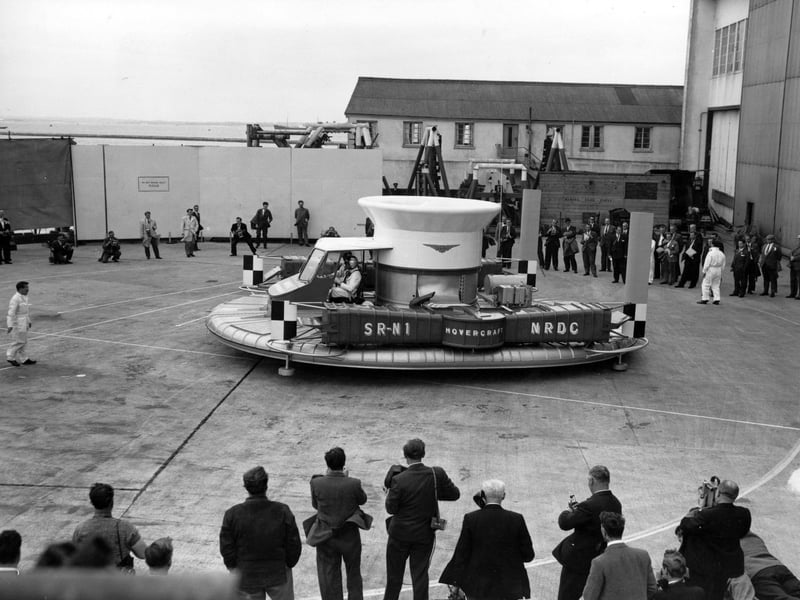 The Saunders Roe SRN-1 hovercraft on display at Cowes, Isle of Wight.    (Photo by George Hales/Getty Images)