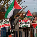 Pictured - Demonstrators outside Unicorn Gate
Photos by Alex Shute