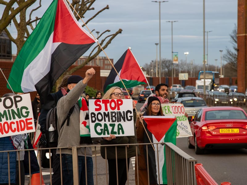 Pictured - Demonstrators outside Unicorn Gate
Photos by Alex Shute