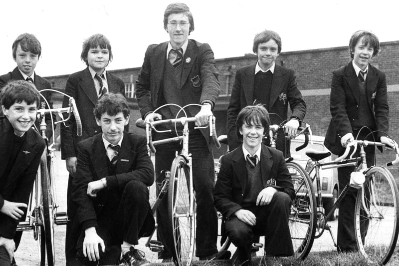 Members of Harton Comprehensive School's successful cycle teams in 1980.