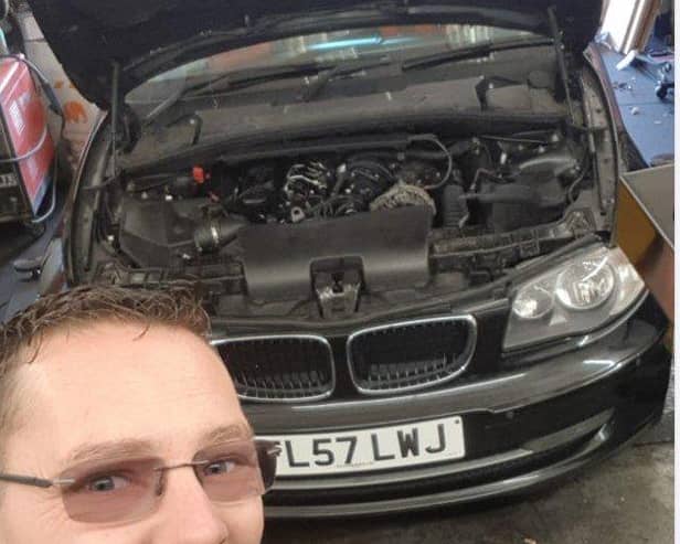 Mike Lyons is planning on auctioning the BMW 1 Series after repairing it. Pic Mike Lyons.