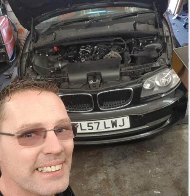 Mike Lyons is planning on auctioning the BMW 1 Series after repairing it. Pic Mike Lyons.