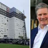 Harbour Tower in Gosport having its cladding removed, and Sir Keir Starmer