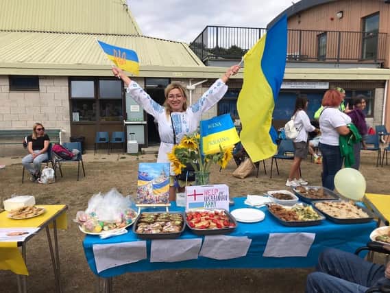 Hilary Graham has welcomed Olena Khrystiuk and her family from Ukraine. 
Pictured: Olena Khrystiuk at a Hayling Island fundraiser.