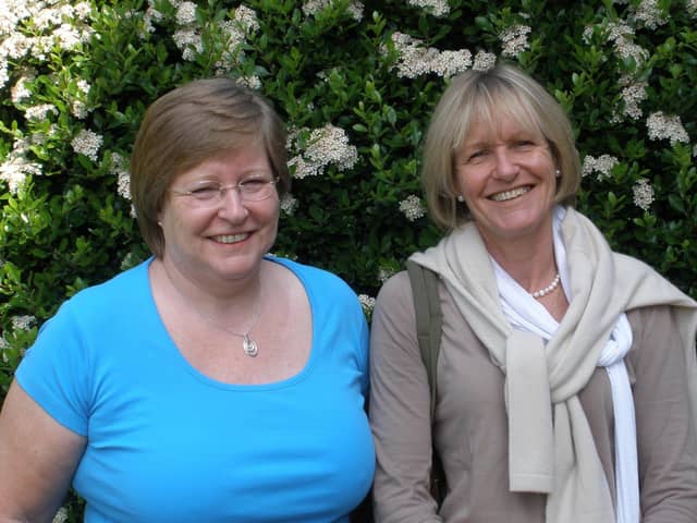 Jenny Strathern, right, 65, who did a seven-mile walk in Uganda, where she currently lives, in memory of her sister Susan Laurie, left, from Portchester, who had terminal cancer, and was cared for at Rowans back in July.