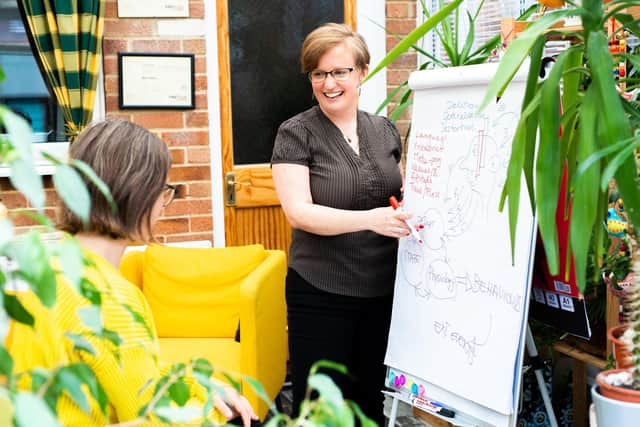 Vanda Varga with a client at her Fareham home. Picture: Olivia Marocco, Brand You Photography (brandyouphotography.com).