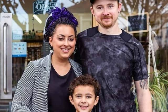 JK Wellness in Havant Road, Drayton; Joe and Keshia Stewart with their son, Charlie.
