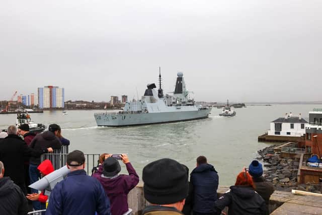 HMS Defender has returned to Portsmouth after deployment on Operation Achillean in the Mediterranean