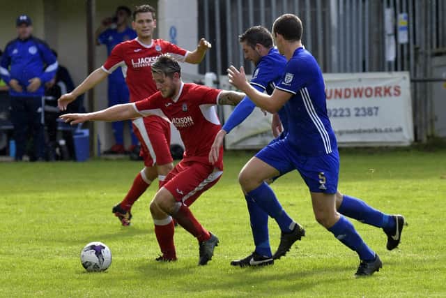Mark Smith scored twice early on as Horndean thrashed Amesbury. Picture: Neil Marshall