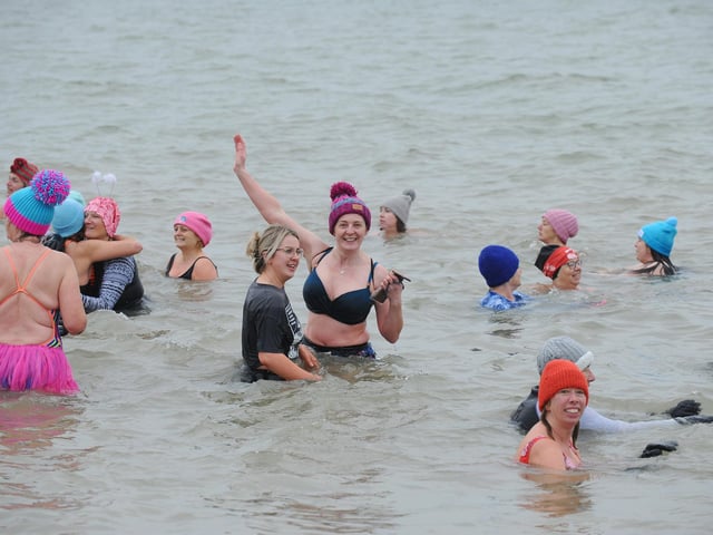 GAFIRS annual New Year's Day swim took place on Monday, January 1, 2024. Picture: Sarah Standing (010124-4236)