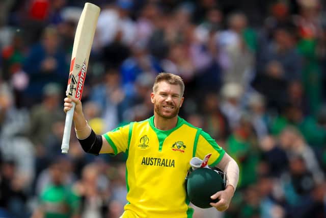 David Warner will be playing at The Ageas Bowl for the Southern Brave in the Hundred this summer. Pic: Simon Cooper/PA Wire.