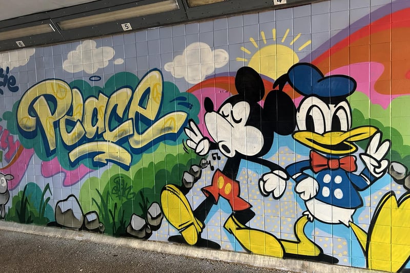 Chris Reeves (Berk) and Mark Jones (Fark) from The Corner Collective in Southsea, have reinvigorated the Washington Road, Emsworth, underpass in a community project funded by Havant Borough Council. Picture by Hollie Busby
