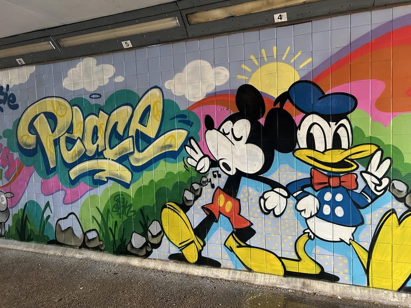 Chris Reeves (Berk) and Mark Jones (Fark) from The Corner Collective in Southsea, have reinvigorated the Washington Road, Emsworth, underpass in a community project funded by Havant Borough Council. Picture by Hollie Busby